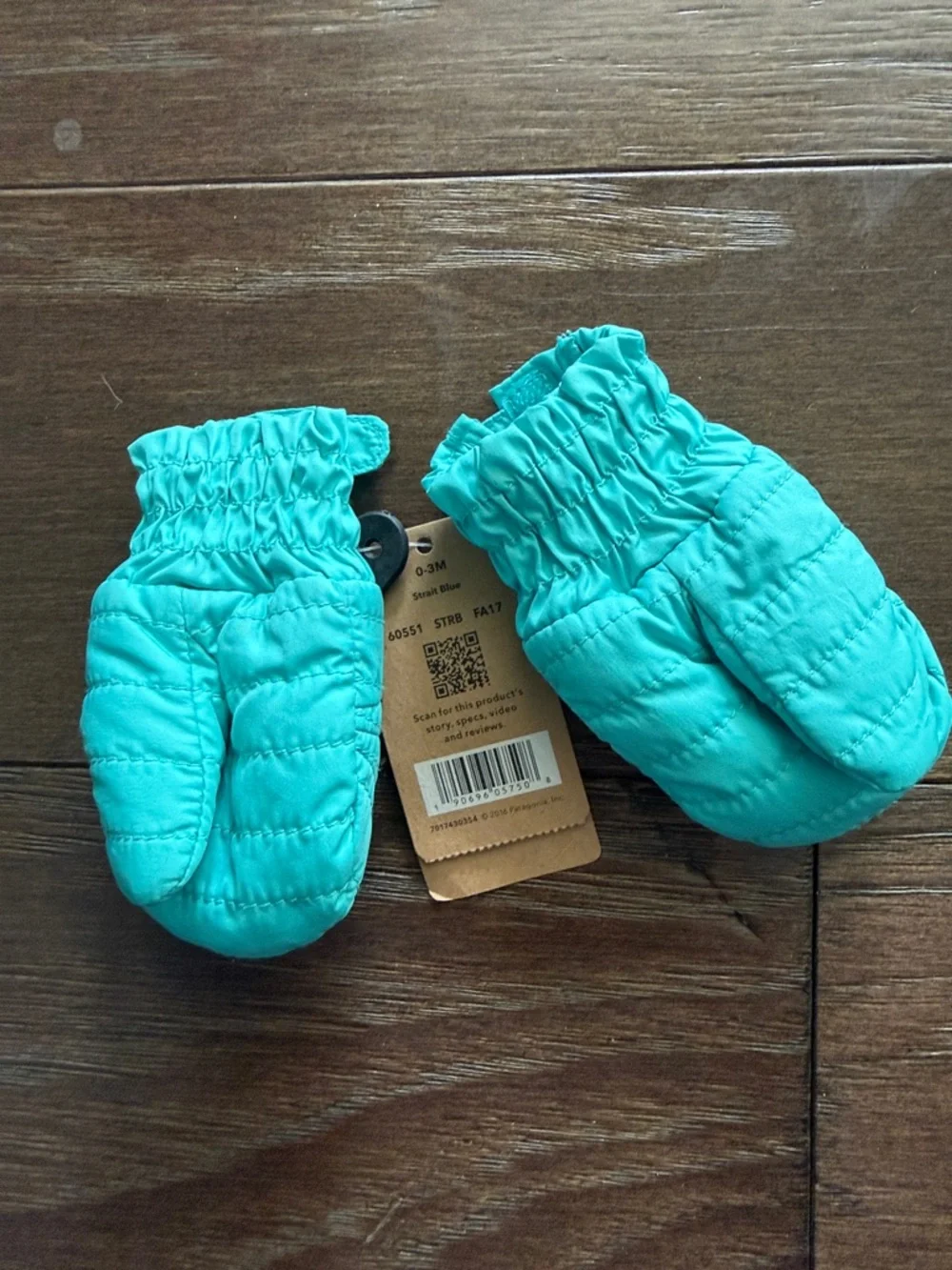 PATAGONIA BABY PUFF MITTS 0-3M STRAIT BLUE INFANT MITTENS insulated